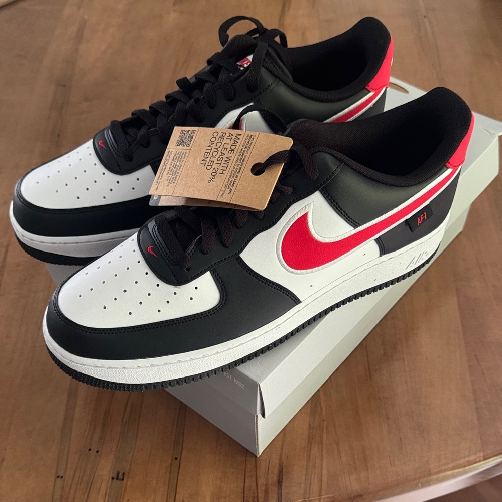 NWT and box, Nike Air Force 1 ‘07 NN Size 13 Men's Black, White, and Red Sneaker